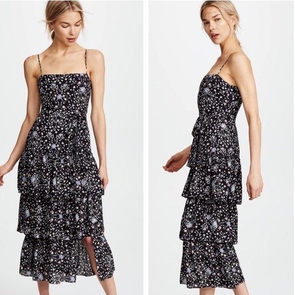 Likely Dresses & Skirts - LIKELY SOREL FLORAL PRINT TIER MIDI DRESS BLACK FLORAL 4